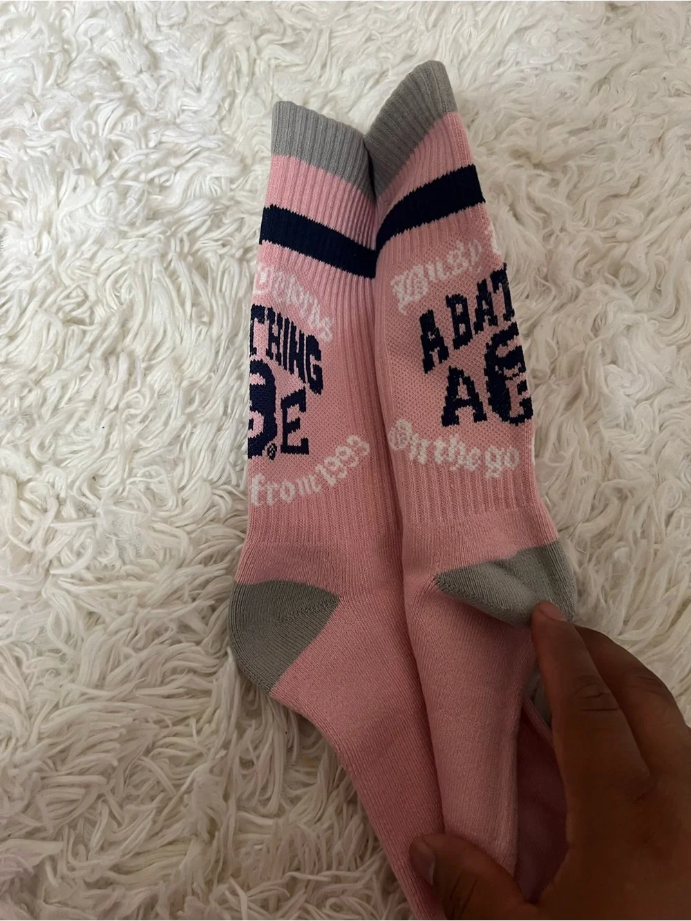Bape crew socks logo striped men’s or women’s Unisex size 8-11